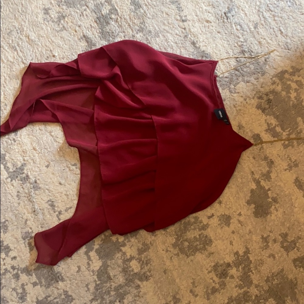 Wine Crop Sleeveless Blouse Gold Straps